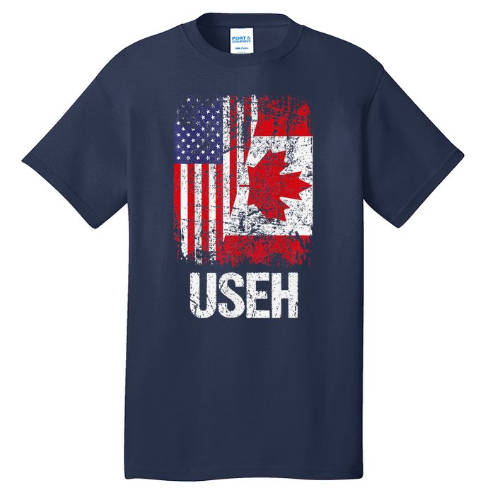 Canadian Roots Half Canadian American Useh Canada Usa Flag Tall T-Shirt