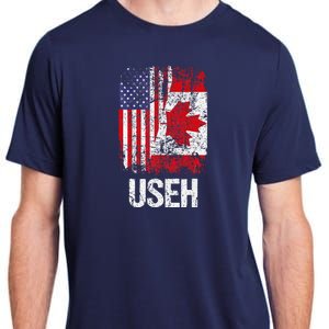 Canadian Roots Half Canadian American Useh Canada Usa Flag Adult ChromaSoft Performance T-Shirt