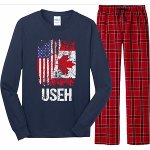 Canadian Roots Half Canadian American Useh Canada Usa Flag Long Sleeve Pajama Set