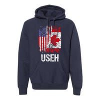 Canadian Roots Half Canadian American Useh Canada Usa Flag Premium Hoodie