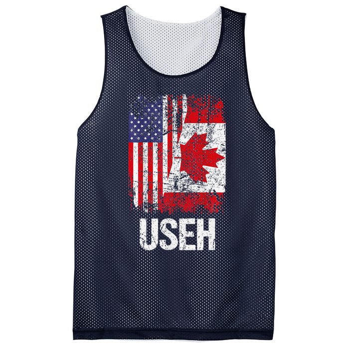 Canadian Roots Half Canadian American Useh Canada Usa Flag Mesh Reversible Basketball Jersey Tank