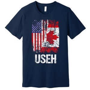 Canadian Roots Half Canadian American Useh Canada Usa Flag Premium T-Shirt