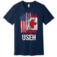 Canadian Roots Half Canadian American Useh Canada Usa Flag Premium T-Shirt