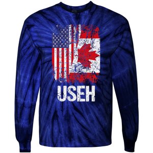 Canadian Roots Half Canadian American Useh Canada Usa Flag Tie-Dye Long Sleeve Shirt