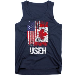 Canadian Roots Half Canadian American Useh Canada Usa Flag Tank Top