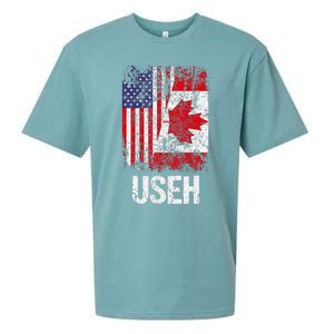 Canadian Roots Half Canadian American Useh Canada Usa Flag Sueded Cloud Jersey T-Shirt