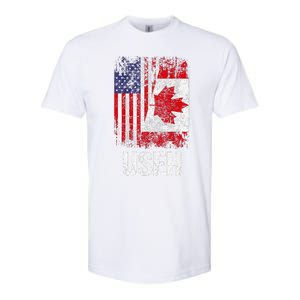 Canadian Roots Half Canadian American Useh Canada Usa Flag Softstyle CVC T-Shirt