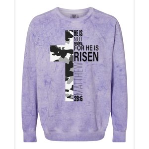 Cool Religious He Is Risen Christian Easter Verse Camo Cross Colorblast Crewneck Sweatshirt