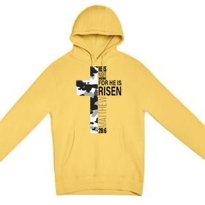 Cool Religious He Is Risen Christian Easter Verse Camo Cross Premium Pullover Hoodie