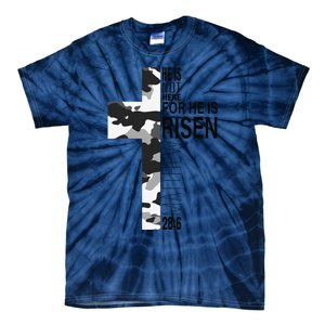 Cool Religious He Is Risen Christian Easter Verse Camo Cross Tie-Dye T-Shirt