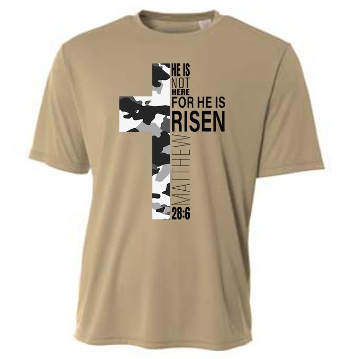 Cool Religious He Is Risen Christian Easter Verse Camo Cross Cooling Performance Crew T-Shirt