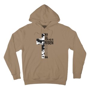 Cool Religious He Is Risen Christian Easter Verse Camo Cross Hoodie