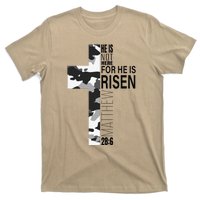 Cool Religious He Is Risen Christian Easter Verse Camo Cross T-Shirt