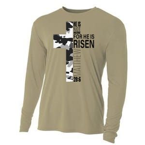 Cool Religious He Is Risen Christian Easter Verse Camo Cross Cooling Performance Long Sleeve Crew