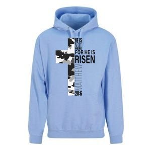 Cool Religious He Is Risen Christian Easter Verse Camo Cross Unisex Surf Hoodie