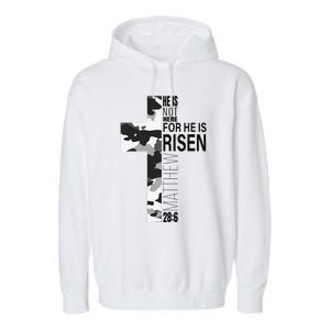 Cool Religious He Is Risen Christian Easter Verse Camo Cross Garment-Dyed Fleece Hoodie