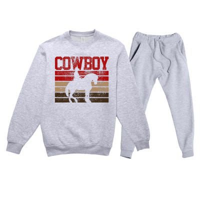 Cowboy Rodeo Horse Gift Country Premium Crewneck Sweatsuit Set