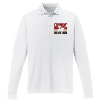 Cowboy Rodeo Horse Gift Country Performance Long Sleeve Polo