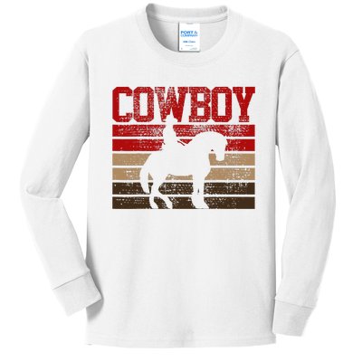 Cowboy Rodeo Horse Gift Country Kids Long Sleeve Shirt