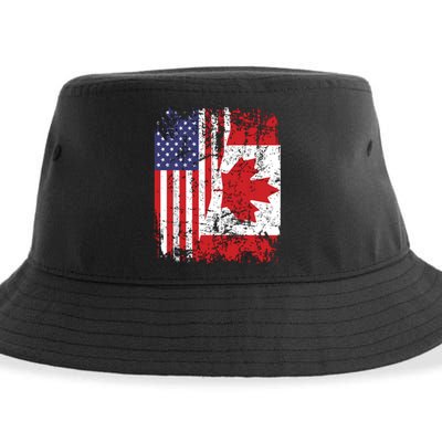 CANADIAN ROOTS Half American Flag CANADA Sustainable Bucket Hat