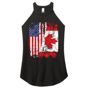 CANADIAN ROOTS Half American Flag CANADA Women's Perfect Tri Rocker Tank