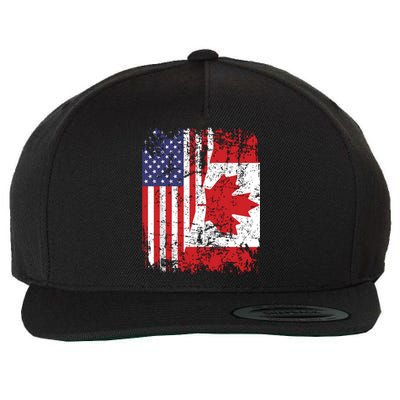 CANADIAN ROOTS Half American Flag CANADA Wool Snapback Cap