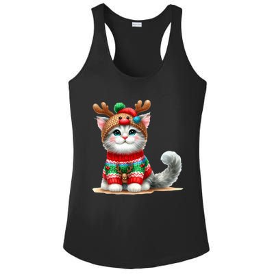 Cat Reindeer Hat Santa Christmas Funny Cat Xmas Swea Ladies PosiCharge Competitor Racerback Tank