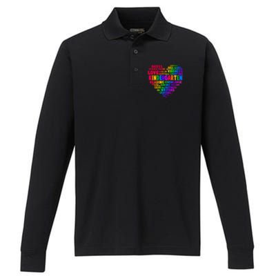 Cute Rainbow Heart Kindergarten Word Art Performance Long Sleeve Polo