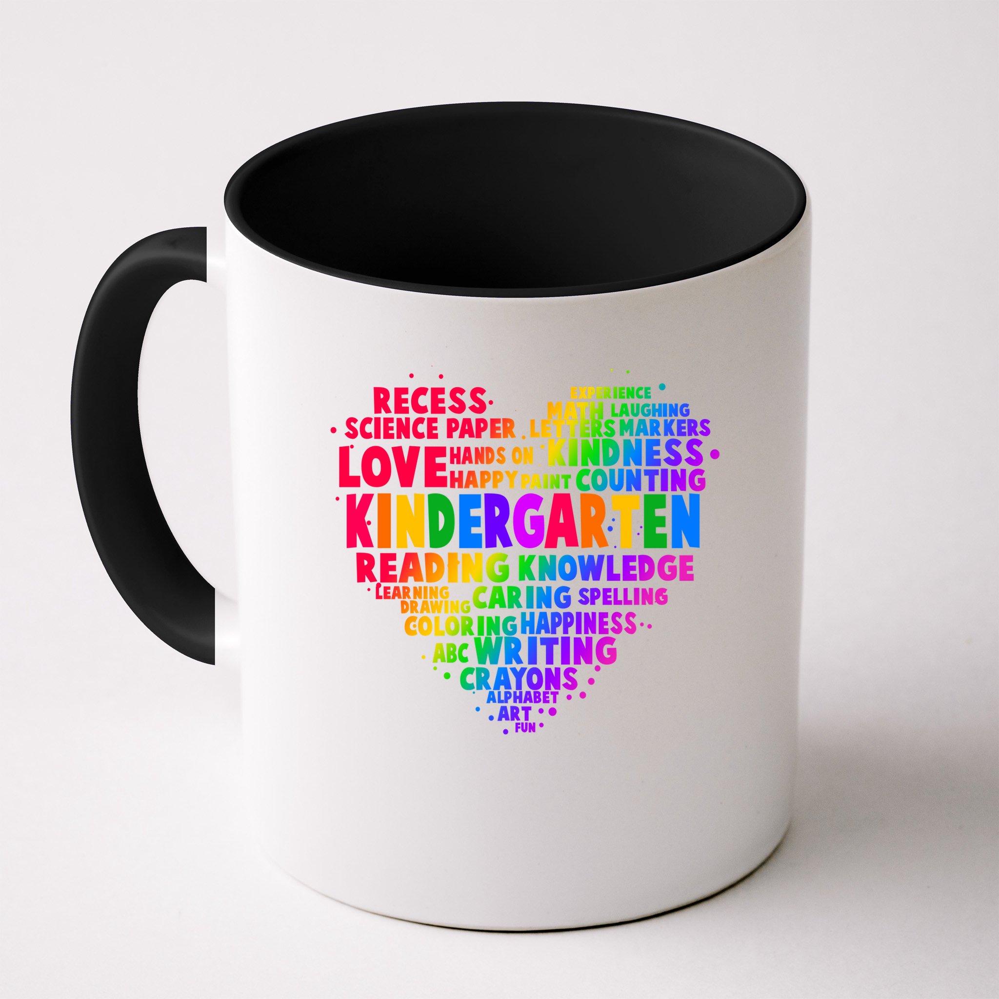 Cute Rainbow Heart Kindergarten Word Art Mug