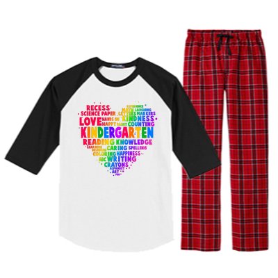 Cute Rainbow Heart Kindergarten Word Art Raglan Sleeve Pajama Set