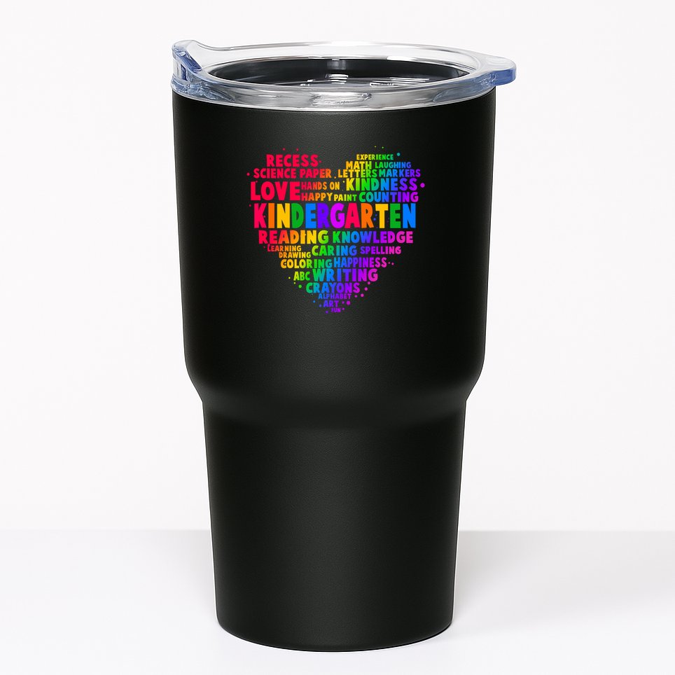 Cute Rainbow Heart Kindergarten Word Art Tumbler