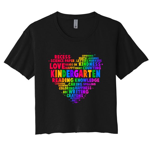 Cute Rainbow Heart Kindergarten Word Art Crop Top