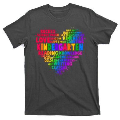 Cute Rainbow Heart Kindergarten Word Art T-Shirt