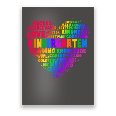 Cute Rainbow Heart Kindergarten Word Art Poster