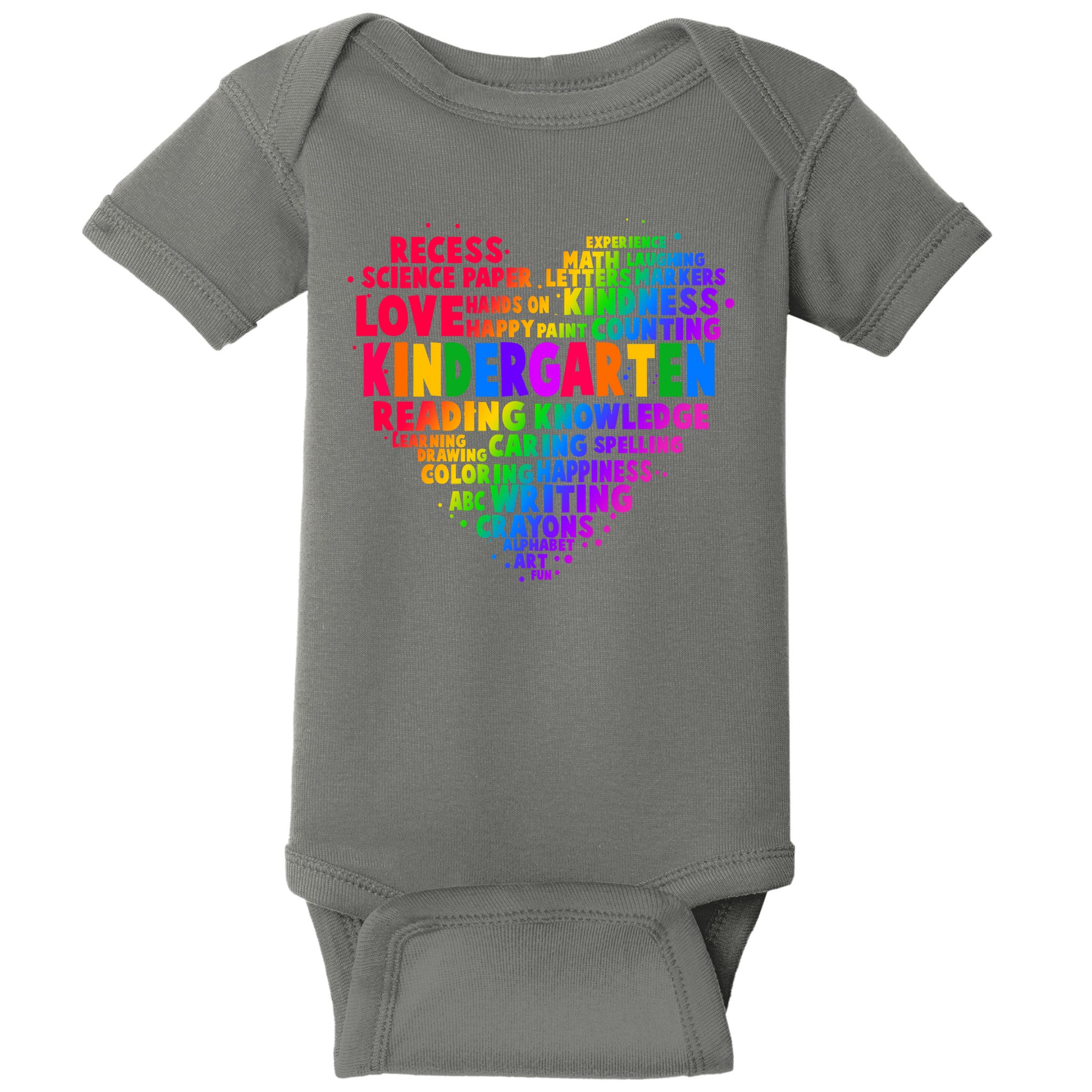 Cute Rainbow Heart Kindergarten Word Art Baby Bodysuit