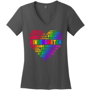 Cute Rainbow Heart Kindergarten Word Art Women's V-Neck T-Shirt