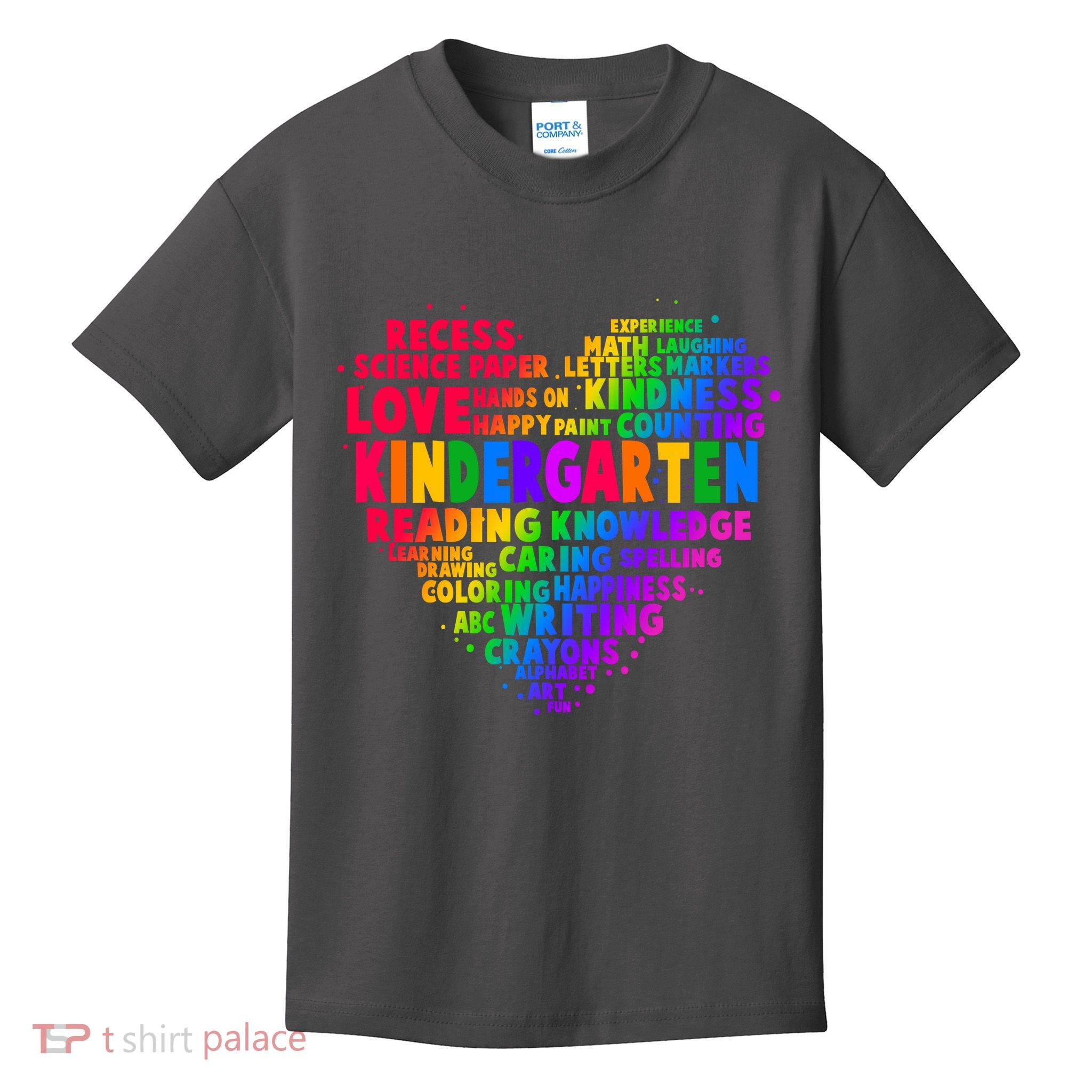 Cute Rainbow Heart Kindergarten Word Art Kids T-Shirt