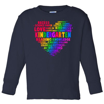 Cute Rainbow Heart Kindergarten Word Art Toddler Long Sleeve Shirt