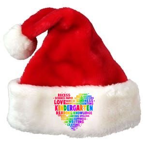 Cute Rainbow Heart Kindergarten Word Art Premium Christmas Santa Hat