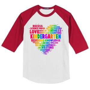 Cute Rainbow Heart Kindergarten Word Art Kids Colorblock Raglan Jersey