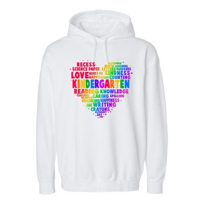 Cute Rainbow Heart Kindergarten Word Art Garment-Dyed Fleece Hoodie