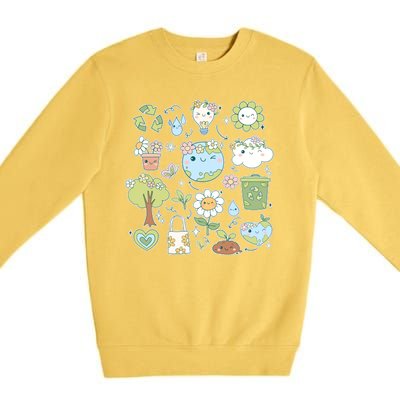 Cute Retro Hippie Celebrate Earth Day Premium Crewneck Sweatshirt