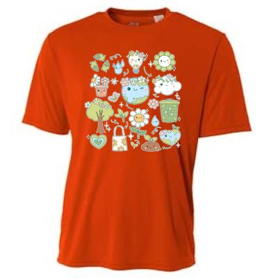 Cute Retro Hippie Celebrate Earth Day Cooling Performance Crew T-Shirt