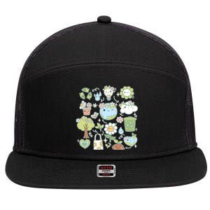 Cute Retro Hippie Celebrate Earth Day 7 Panel Mesh Trucker Snapback Hat