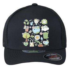 Cute Retro Hippie Celebrate Earth Day Flexfit Unipanel Trucker Cap