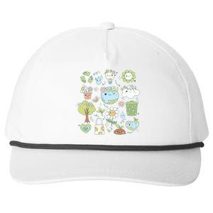 Cute Retro Hippie Celebrate Earth Day Snapback Five-Panel Rope Hat