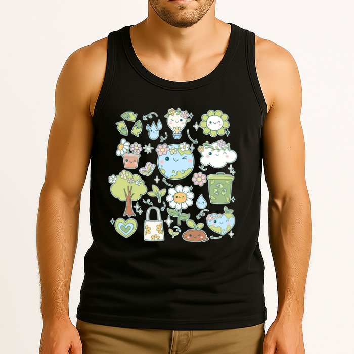Cute Retro Hippie Celebrate Earth Day Tank Top