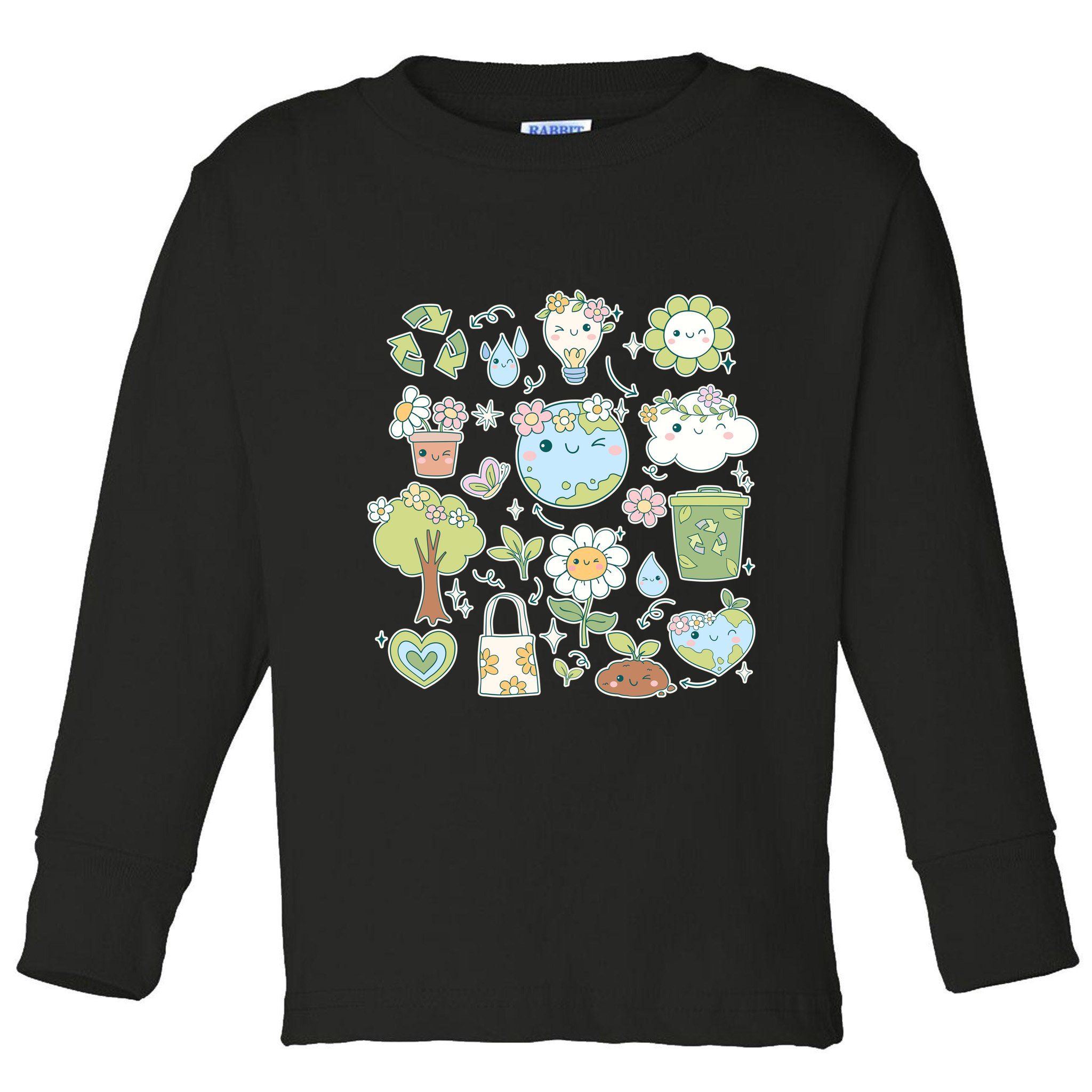 Cute Retro Hippie Celebrate Earth Day Toddler Long Sleeve Shirt