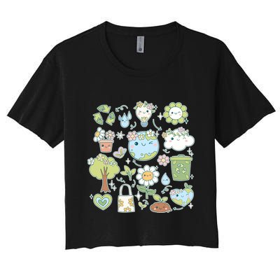 Cute Retro Hippie Celebrate Earth Day Crop Top