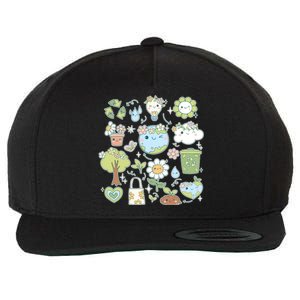 Cute Retro Hippie Celebrate Earth Day Wool Snapback Cap